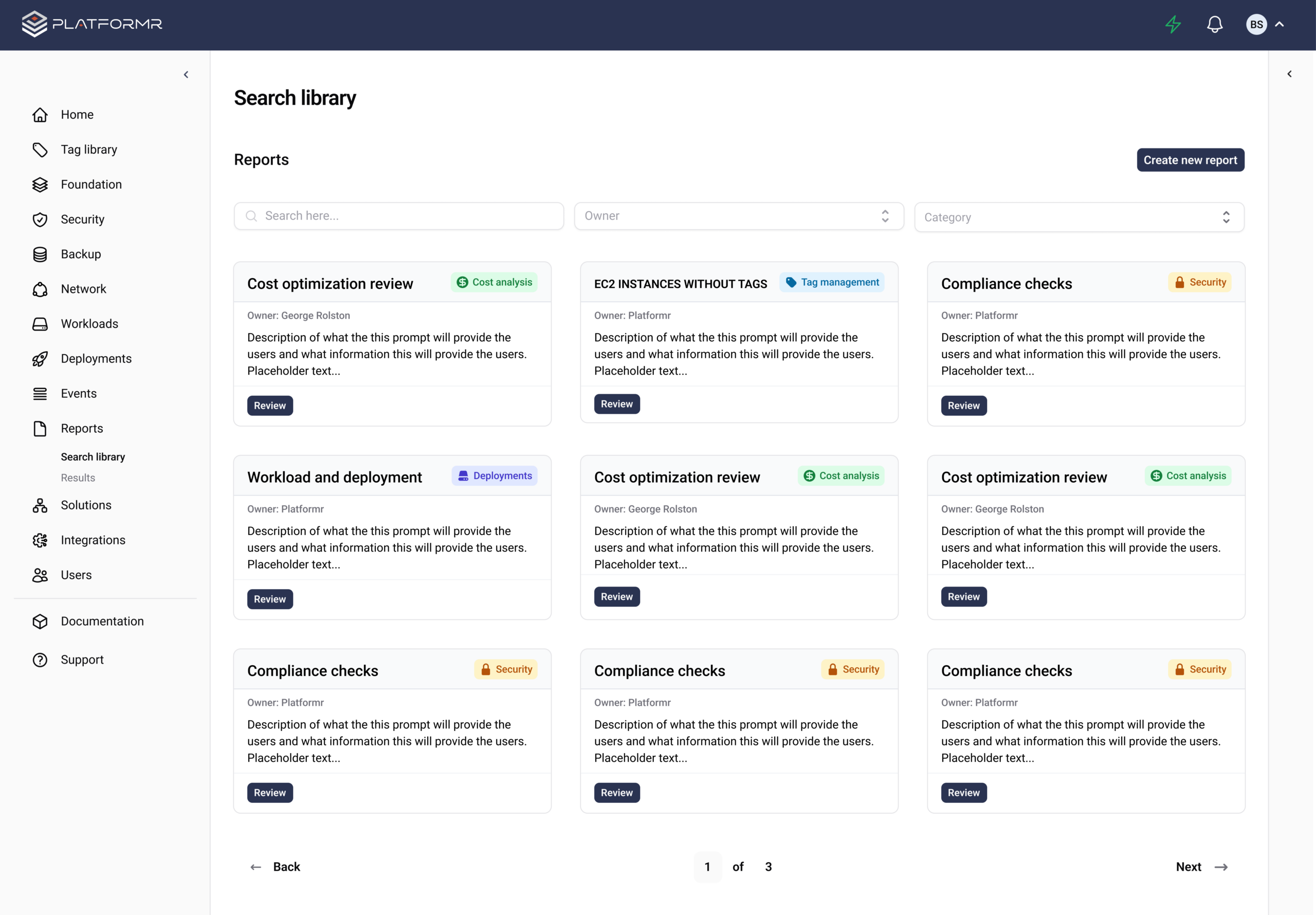 Optics Reporting output preview
